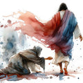 Walking With Christ Watercolor Poster